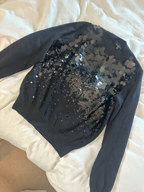Nicole Miller Black Sequin Sweater